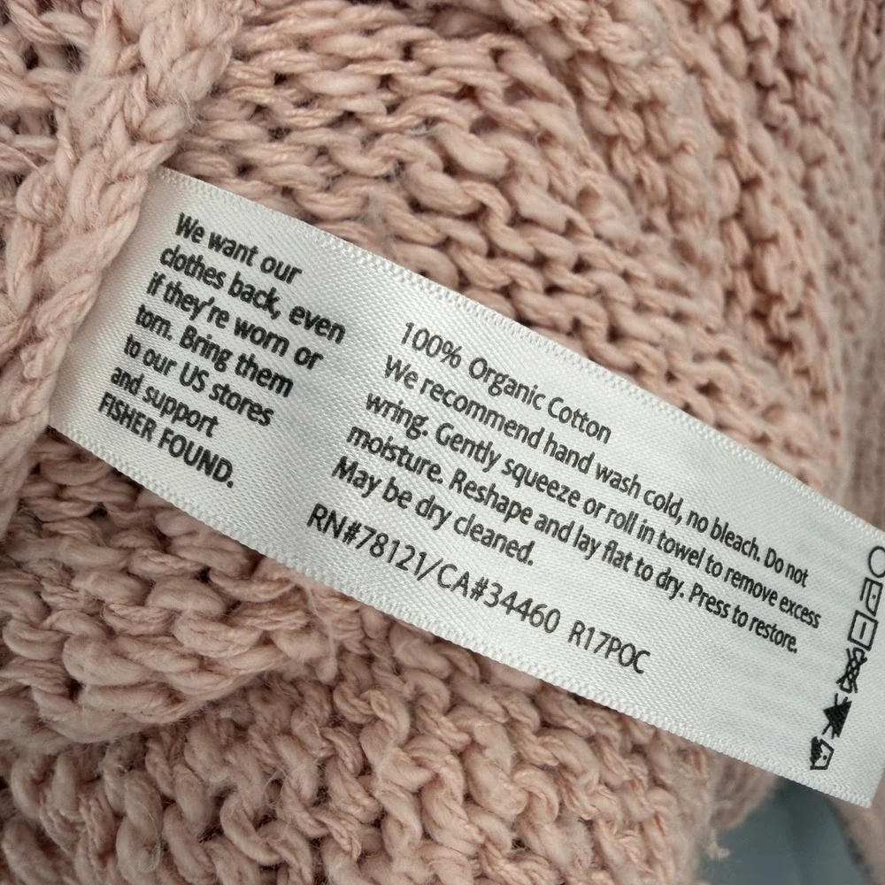 Eileen Fisher Organic Cotton Turtleneck Sweater Rose Pink Chunky Knit Size Large